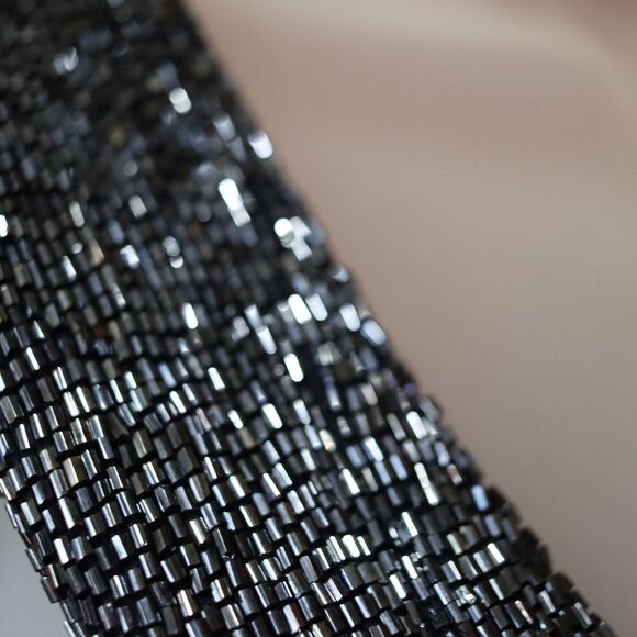 Matty M Navy Blue Sparkly Beaded Tank Top Medium Vintage Y2K Party Glam Look - Picture 10 of 14